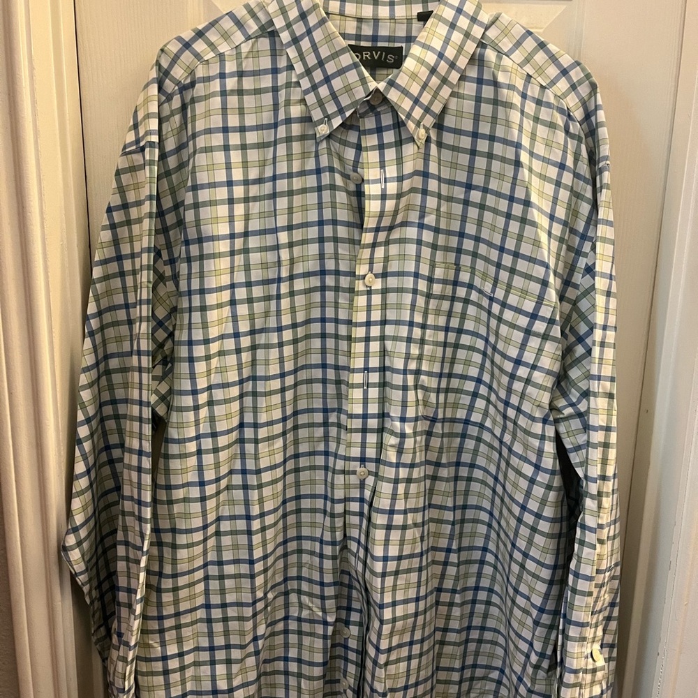Orvis Blue and White Casual Button Down Shirt